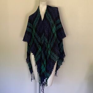 Plaid wrap cape scarf boho plaid light weight new soft cozy oversized
